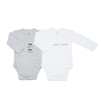 Lot de 2 bodies bébé manches longues TROIS KILOS SEPT