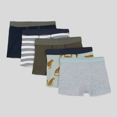 Lot de 5 boxers imprimés, contenant du coton BIO, certifié OEKO-TEX MONOPRIX