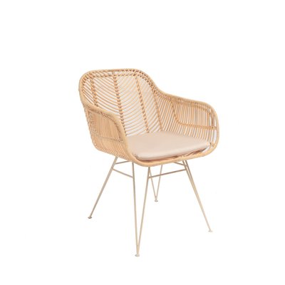 Fauteuil de table en rotin pieds beiges - NUNUHAI DRAWER