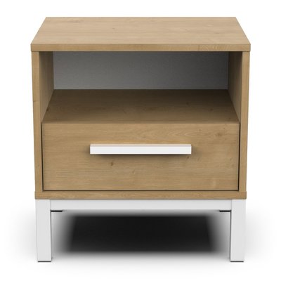 Chevet 1 tiroir et 1 niche décor chêne et blanc mat L53,4 cm - CRAFT CALICOSY