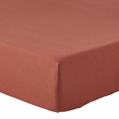 Drap housse uni en lin, Made in France, TERRE CUITE A DEMAIN