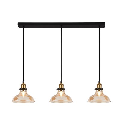 3 Light Glass with Black and Brass Ceiling Light Bar SO'HOME
