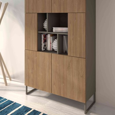 Bibliothèque 6 portes avec niches TERRE DE NUIT