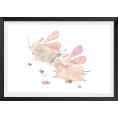 Affiche enfant elephants libellule HEXOA
