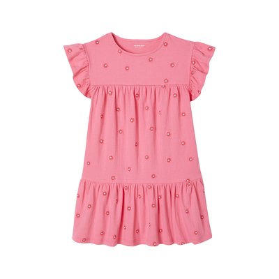 Robe brodée fleurs en maille froissée VERTBAUDET