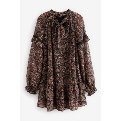 Robe bohème courte manches longues et volants NEXT