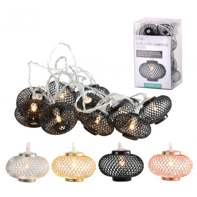 Set de 4 Guirlandes Lumineuses Led Noir, Or, Rose, Argent - 2M WADIGA