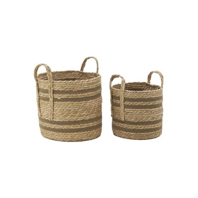 Cache-pots en jonc naturel et coton brun (lot de 2) Droit AUBRY GASPARD