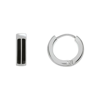TILOS - Boucle d'oreille en acier bicolore noir JOURDAN BIJOUX
