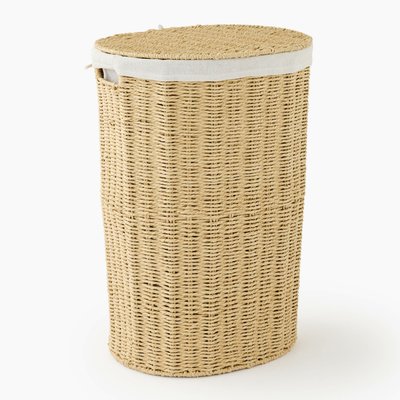 Panier haut oval, 42x30xH52 cm, en papier et tissu MONOPRIX