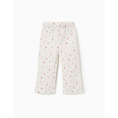 Pantalon évasé en coton peigné avec motif floral ZIPPY