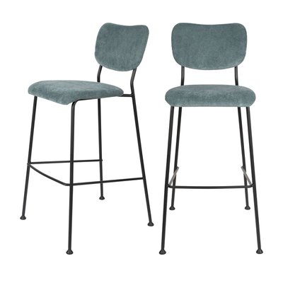 Lot de 2 tabourets de bar en velours côtelé H75,5cm - Benson ZUIVER