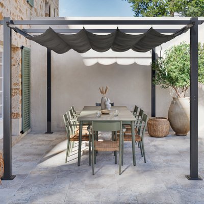 Tonnelle/Pergola aluminium 3x4 toile coulissante, BERCY XL AVRIL PARIS