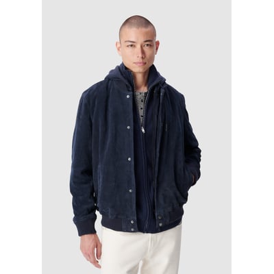 Blouson cuir velours capuche amovible IKKS