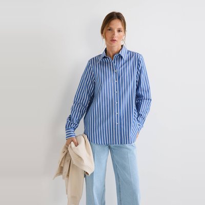 Chemise manches longues rayée en coton MONOPRIX