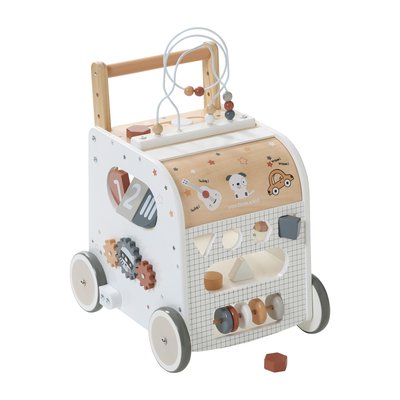 Chariot de marche cube d'activités avec freins en bois VERTBAUDET