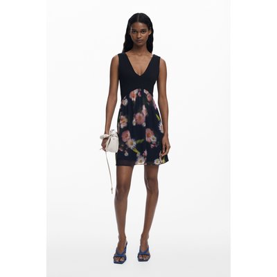 Robe courte bimatière à fleurs DESIGUAL