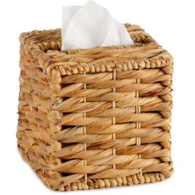 Boîte à mouchoirs carrée jacinthe d'eau tressée - 16x16x14.5cm WADIGA