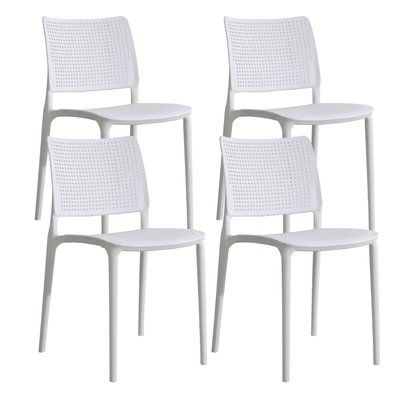 Lot de 4 chaises de terrasse ajourée en plastique, RIGA OVIALA