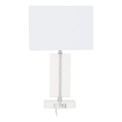 Chrome Base with Crystal Column and White Shade Table Lamp SO'HOME
