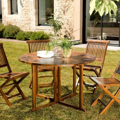 Salle à manger de jardin 4 personnes en teck massif MACAO PIER IMPORT