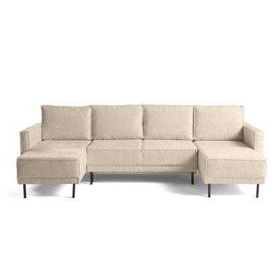 Canapé Panoramique Convertible Tissu velours relief 7 places - CHARLIE LISA DESIGN