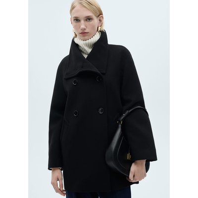 Manteau midi en laine col enveloppant MANGO