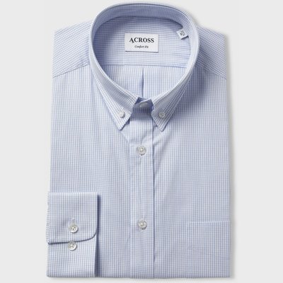 Chemise Confort fit en popeline de coton à petits carreaux ACROSS