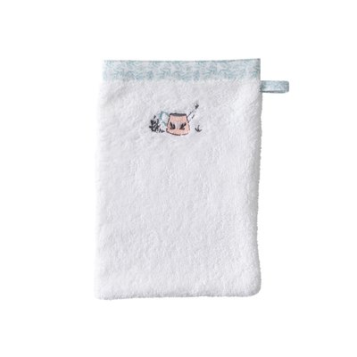 Gant de toilette coton bio JARDINE CARRE BLANC