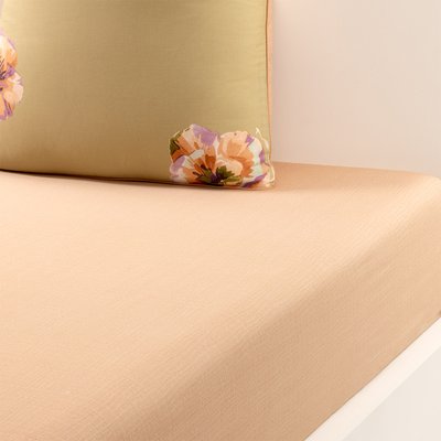 Drap housse en satin de coton lavé orange, FALBALAS OLIVIER DESFORGES
