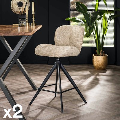 Tabouret de bar pivotant en bouclette sable (lot de 2) GALWAY PIER IMPORT