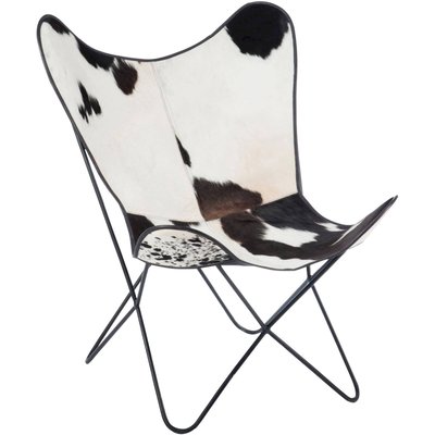 Chaise papillon en fer et cuir vintage JOLIPA