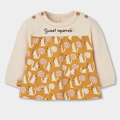 Robe bébé molleton imprimé écureuils BOBOLI