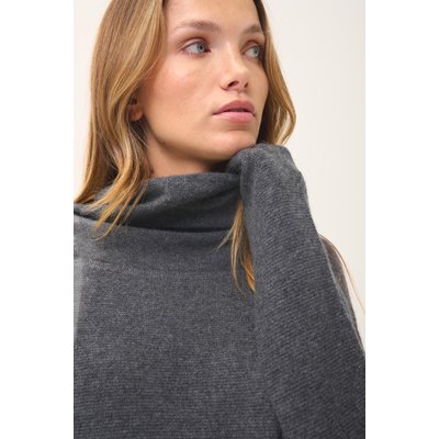 Pull Col Roulé Anthracite Chiné Blantyre JUST CASHMERE