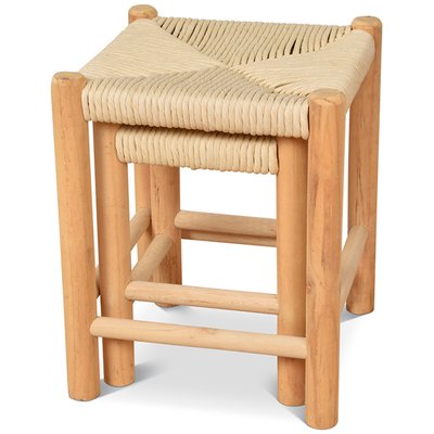 Set de 2 tabourets d'appoint nature en bois 32x32x39.5cm WADIGA