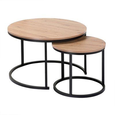 Lot de 2 Tables Basses Gigognes Rondes L70 cm - LENNY CALICOSY