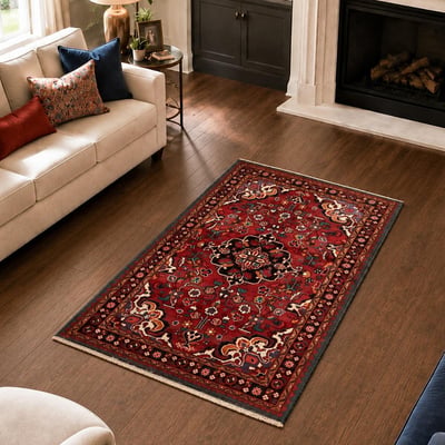 Tapis d'orient, motif oriental noué main en laine, HAMADAN 9 UN AMOUR DE TAPIS