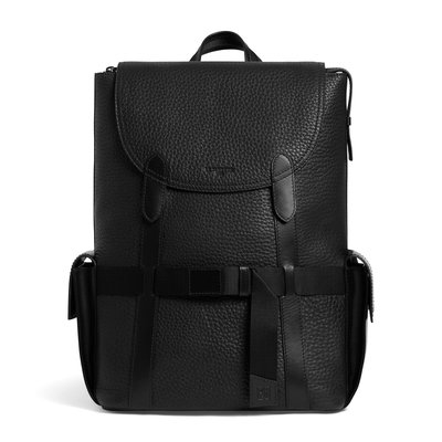 Sac à dos à rabat en cuir grain buffle et cuir lisse NOAH LE TANNEUR