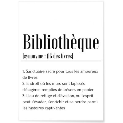 Affiche Définition Bibliothèque L'AFFICHERIE