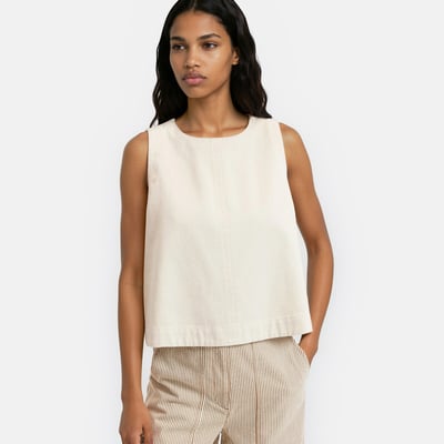 Top sans manches en denim, col rond LA REDOUTE COLLECTIONS