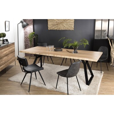 Table de repas rectangulaire en chêne et pieds métal 230cm style contemporain PANAMA PIER IMPORT