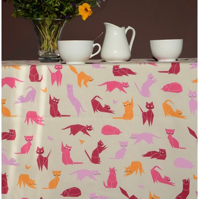 Nappe enduite carrée ou rectangle CHATS FLEUR DE SOLEIL