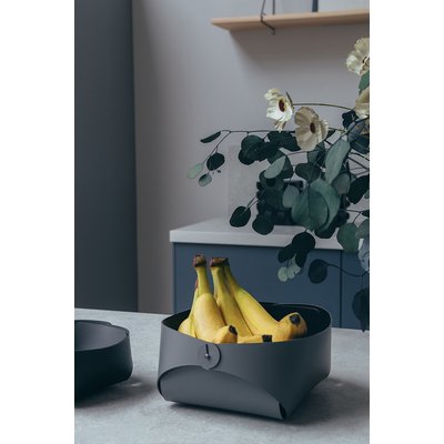 Корзина для фруктов и  декора из натуральной кожи, 20 x 20 x H9 см SO'HOME