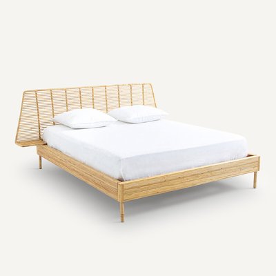 Bed in rotan met lattenbodem en nachtkastjes, Saghil AM.PM