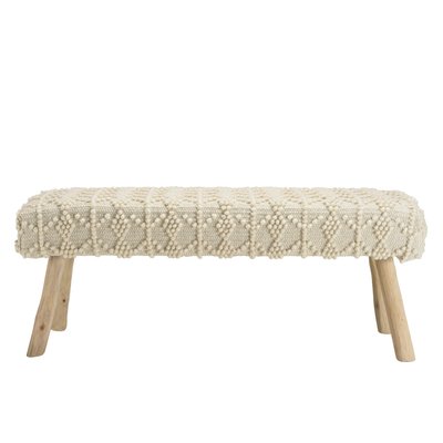 Banc bohème laine ivoire avec losanges TIM PIER IMPORT