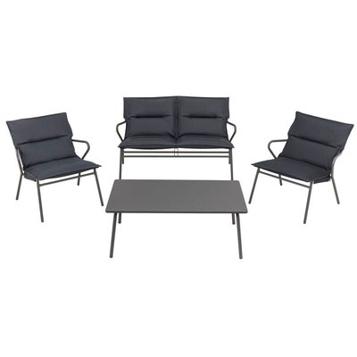Salon Bas de Jardin - 1 Table Basse Rectangle, 1 Banquette Et 2 Fauteuils - Vence - Becomfort® - Gris Dark Grey - B045774 LAFUMA MOBILIER