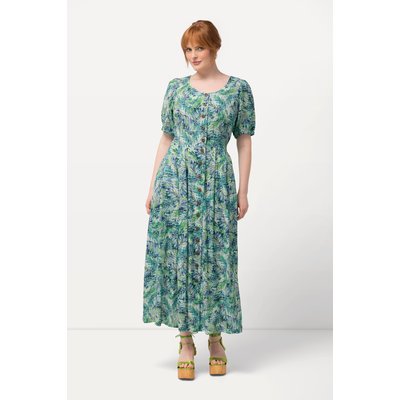 Robe, feuilles, mélange de lin, col rond ULLA POPKEN