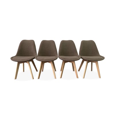 Chaise scandinave bois de hêtre et bouclette (lot de 4) NILS SWEEEK