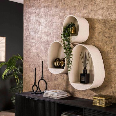 Petite étagère blanche organique en marbre composite (lot de 3) TAJ PIER IMPORT