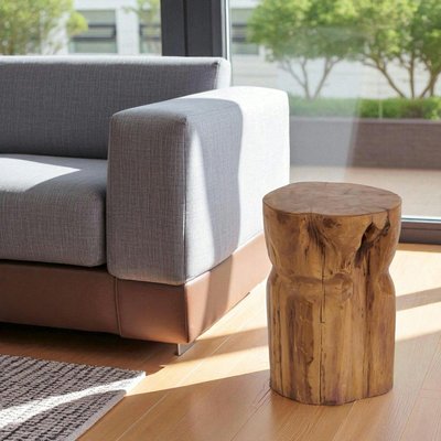 Bout de canapé rond en teck massif – style naturel ARIZONA PIER IMPORT
